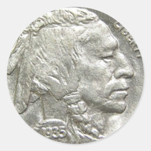 INDIAN HEAD NICKEL RUNDER AUFKLEBER