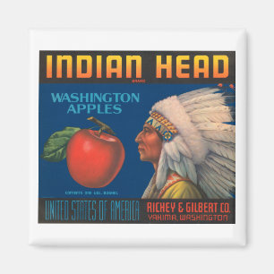 Indian Head Washington Äpfel Vintage-Kistenetikett Magnet