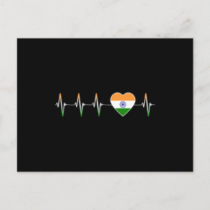 Indian Heartbeat I Liebe India Flag Herzenland Postkarte