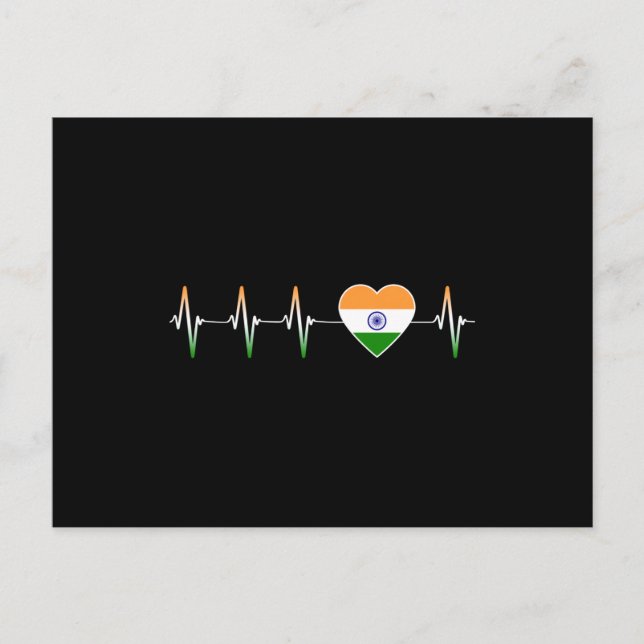 Indian Heartbeat I Liebe India Flag Herzenland Postkarte (Vorderseite)