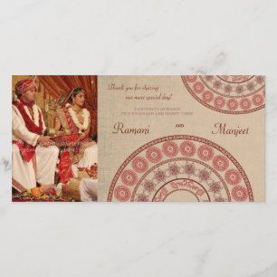 Indian Henna Wedding Vielen Dank Foto Card Dankeskarte