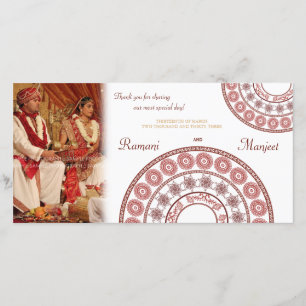 Indian Henna Wedding Vielen Dank Foto Card Dankeskarte