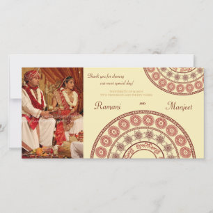 Indian Henna Wedding Vielen Dank Foto Card Dankeskarte