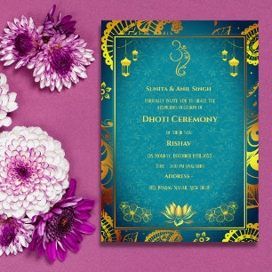 Indian Hindu Boy Dhoti Zeremonie Pancha Kattu Invi Einladung