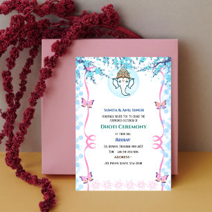 Indian Hindu Boy Dhoti Zeremonie Pancha Kattu Invi Einladung