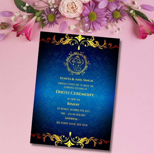 Indian Hindu Boy Dhoti Zeremonie Pancha Kattu Invi Einladung (Von Creator hochgeladen)