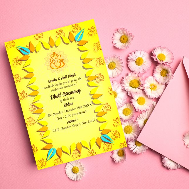 Indian Hindu Boy Dhoti Zeremonie Pancha Kattu Invi Einladung (Von Creator hochgeladen)