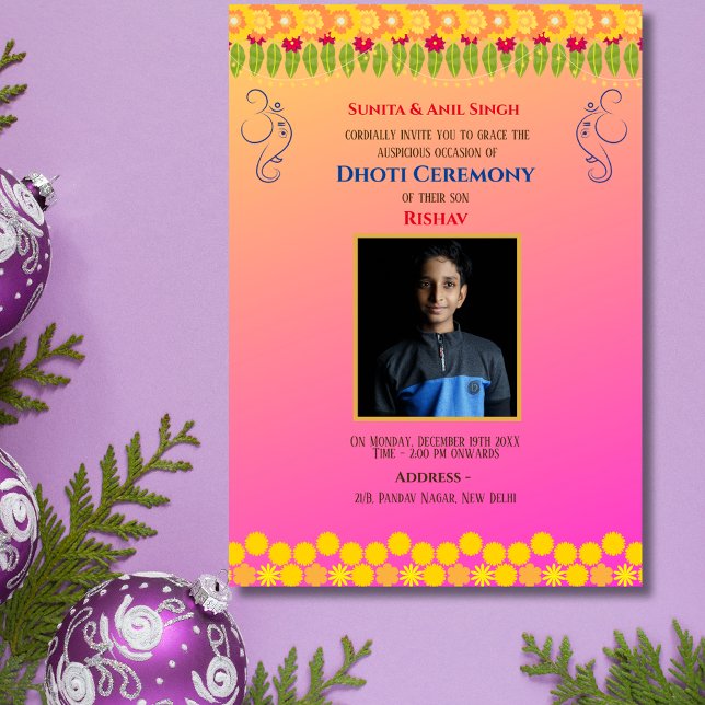 Indian Hindu Boy Dhoti Zeremonie Pancha Kattu Invi Einladung (Von Creator hochgeladen)