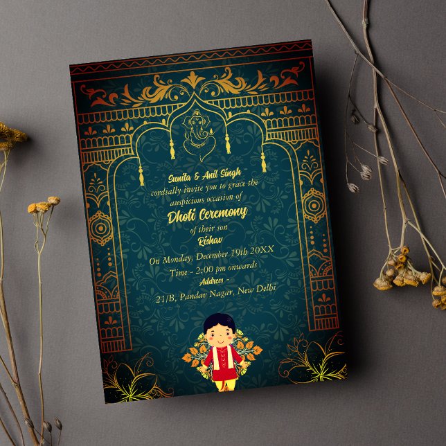 Indian Hindu Boy Dhoti Zeremonie Pancha Kattu Invi Einladung (Von Creator hochgeladen)