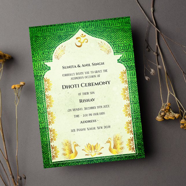 Indian Hindu Boy Dhoti Zeremonie Pancha Kattu Invi Einladung (Von Creator hochgeladen)