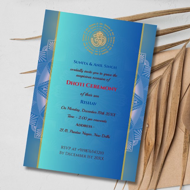 Indian Hindu Boy Dhoti Zeremony Pancha Kattu Einladung (Von Creator hochgeladen)