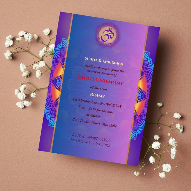 Indian Hindu Boy Dhoti Zeremony Pancha Kattu Einladung (Von Creator hochgeladen)