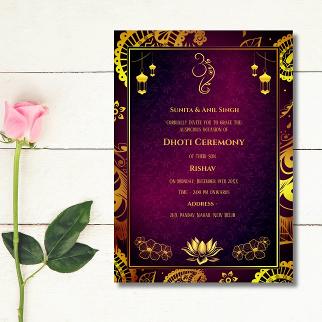 Indian Hindu Boy Dhoti Zeremony Pancha Kattu Einladung (Von Creator hochgeladen)