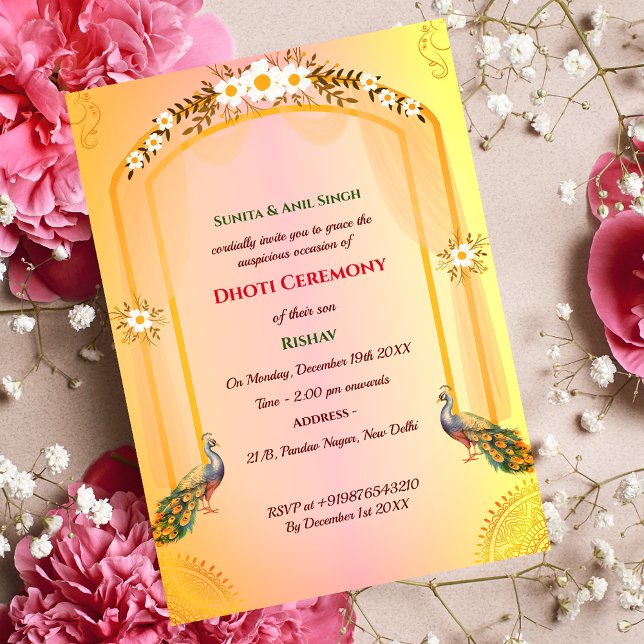 Indian Hindu Boy Dhoti Zeremony Pancha Kattu Einladung (Von Creator hochgeladen)