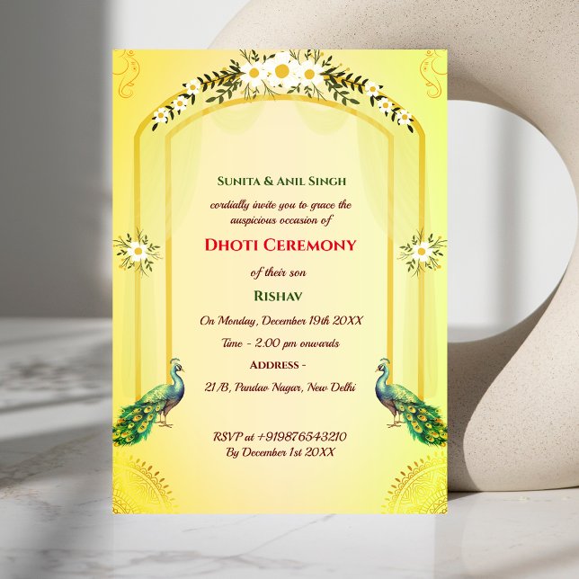 Indian Hindu Boy Dhoti Zeremony Pancha Kattu Einladung (Von Creator hochgeladen)