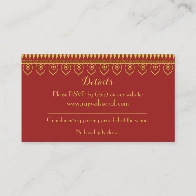 Indian Hindu Ganesh Wedding Details Enclosure Card Begleitkarte (Vorderseite)