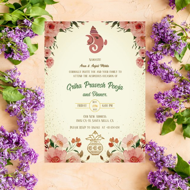 Indian Hindu Housewarming Griha Pravesh Einladung (Von Creator hochgeladen)