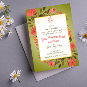 Indian Hindu Housewarming Griha Pravesh Einladung