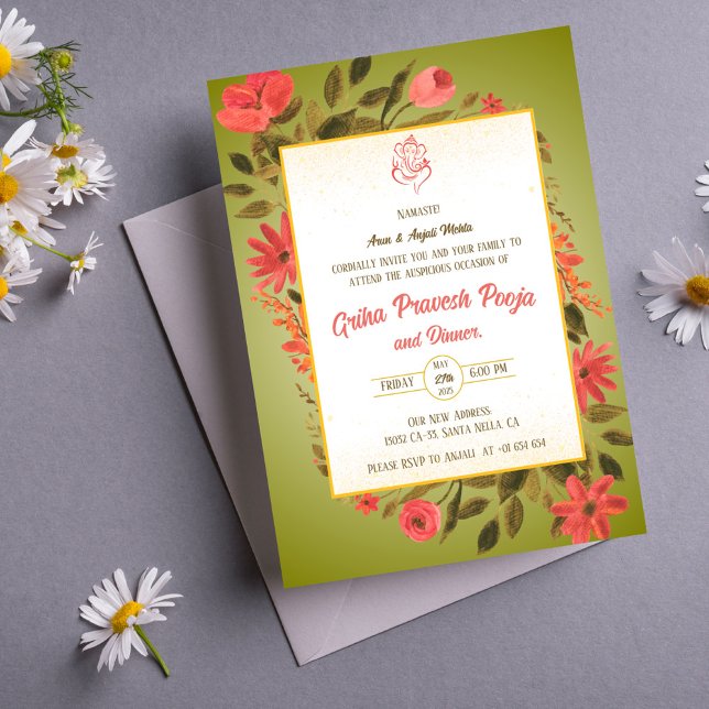 Indian Hindu Housewarming Griha Pravesh Einladung (Von Creator hochgeladen)