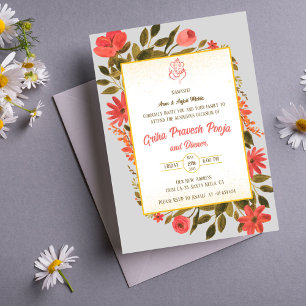 Indian Hindu Housewarming Griha Pravesh Einladung