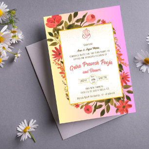 Indian Hindu Housewarming Griha Pravesh Einladung