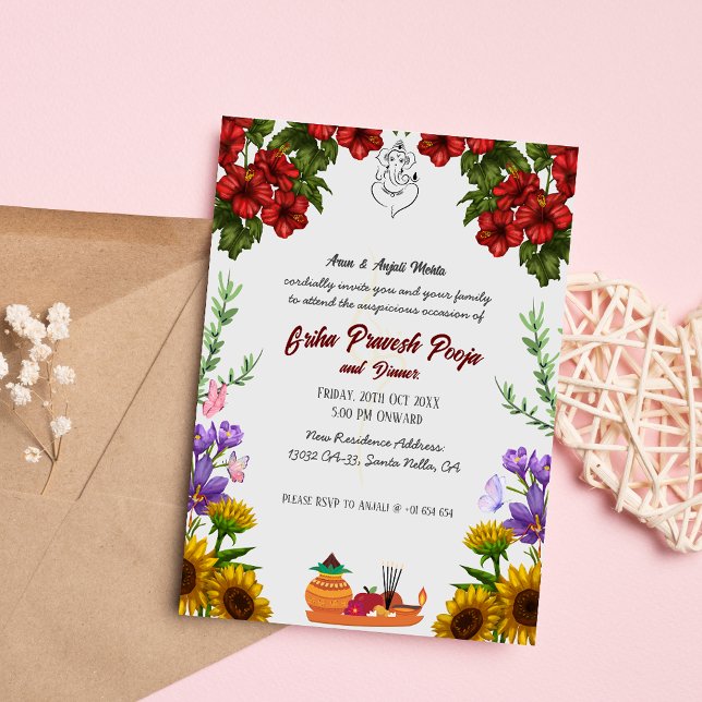 Indian Hindu Housewarming Griha Pravesh Einladung (Von Creator hochgeladen)