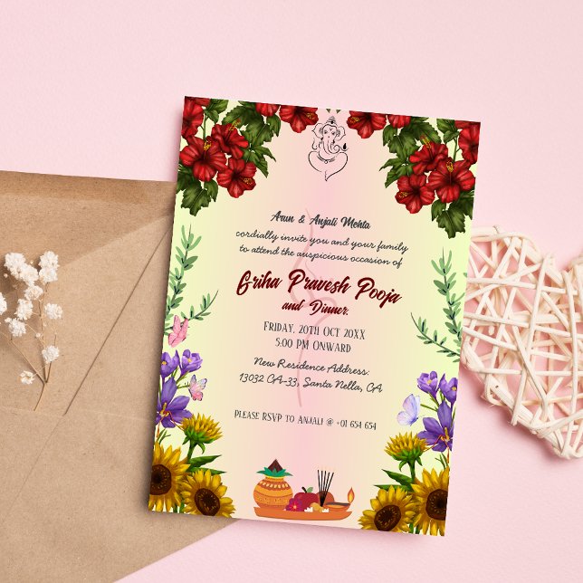 Indian Hindu Housewarming Griha Pravesh Einladung (Von Creator hochgeladen)