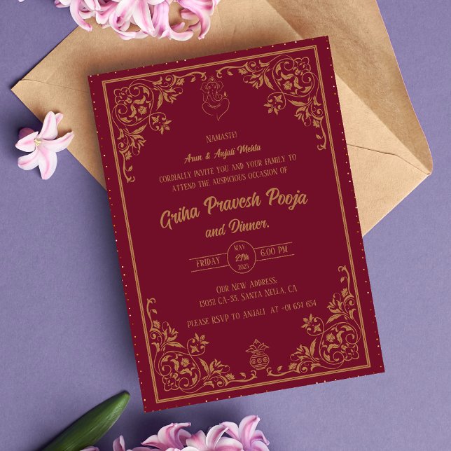 Indian Hindu Housewarming Griha Pravesh Einladung (Von Creator hochgeladen)