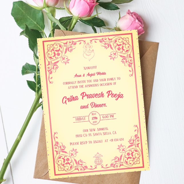Indian Hindu Housewarming Griha Pravesh Einladung (Von Creator hochgeladen)