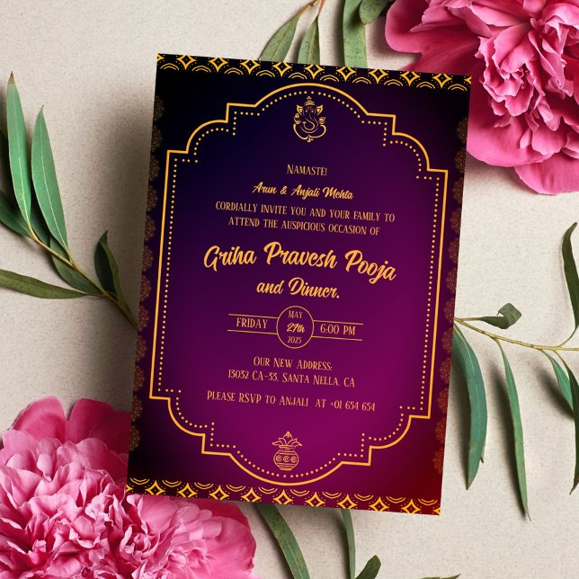 Indian Hindu Housewarming Griha Pravesh Einladung (Von Creator hochgeladen)