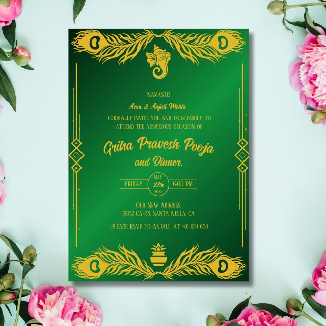 Indian Hindu Housewarming Griha Pravesh Einladung (Von Creator hochgeladen)