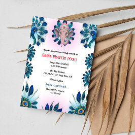 Indian Hindu Housewarming Griha Pravesh Peacock Einladung