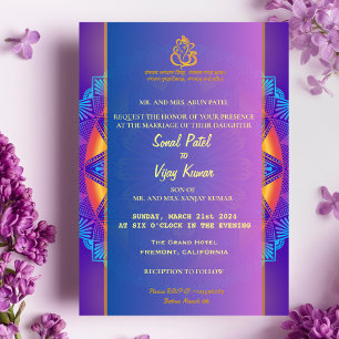 Indian Hindu Lila Pink Chakra Ganesha Wedding Einladung