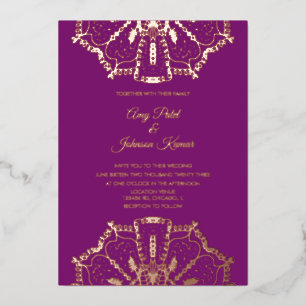 Indian Hindu Mandala Wedding gepresst Folieneinladung