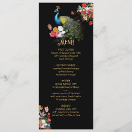 Indian Hindu Peacock Floral Wedding Menu Menükarte