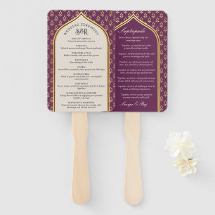 Indian Hindu Saptapadi Wedding Program Fan Fächer