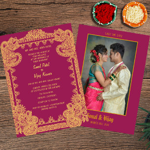 Indian Hindu Wedding Couple Image Intricciate Desi Einladung