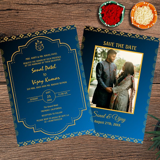 Indian Hindu Wedding Custom Foto Ganesha Logo Einladung (Von Creator hochgeladen)