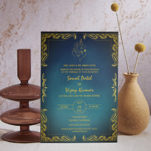 Indian Hindu Wedding Custom Foto Ganesha Logo Einladung