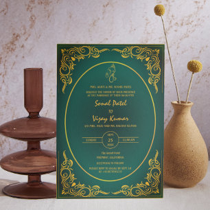 Indian Hindu Wedding Custom Foto Ganesha Logo Inv Einladung