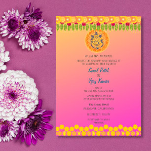 Indian Hindu Wedding Ganesha Floral Einladung