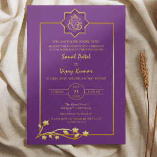 Indian Hindu Wedding Ganesha Logo Golden Elements Einladung