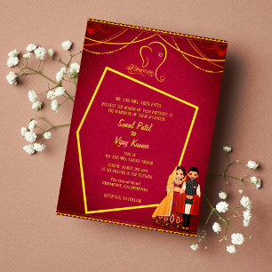 Indian Hindu Wedding Ganesha Royal Golden Einladung