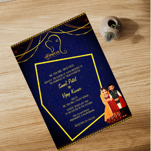 Indian Hindu Wedding Ganesha Royal Golden Einladung
