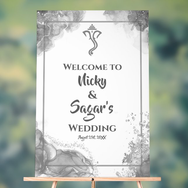 Indian Hindu Wedding Welcome Acrylic Signs Acrylschild (Neutral)