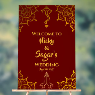 Indian Hindu Wedding Welcome Acrylic Signs Acrylschild