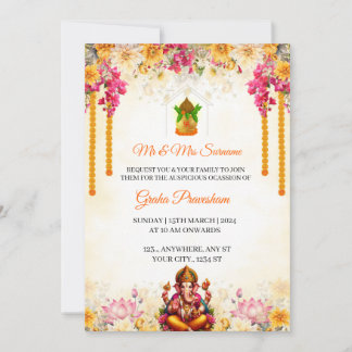 Indian Housewärming Invasioncard, Gruha Pravesh Einladung