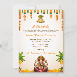 Indian Housewarming Invitation Card, Ganesh Puja Einladung