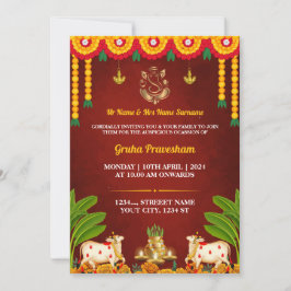 Indian Housewarming Invitational Card, Gruha Prave Einladung