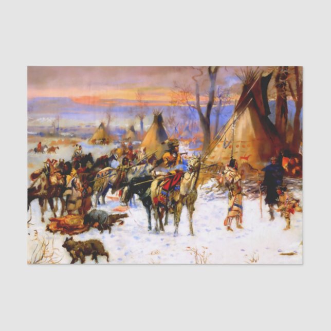 "Indian Hunters Return" von Charles M Russell Seidenpapier (Vorderseite)